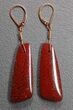 Bright Red Agatized Dinosaur Bone Earrings #5250-4